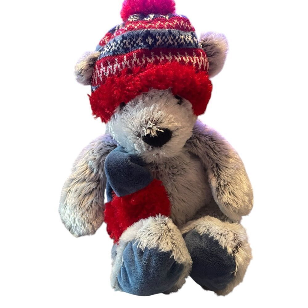 GT Gentle Treasures Toy Gray Winter Knit St Jude Plush Teddy Bear Stuffed Animal
